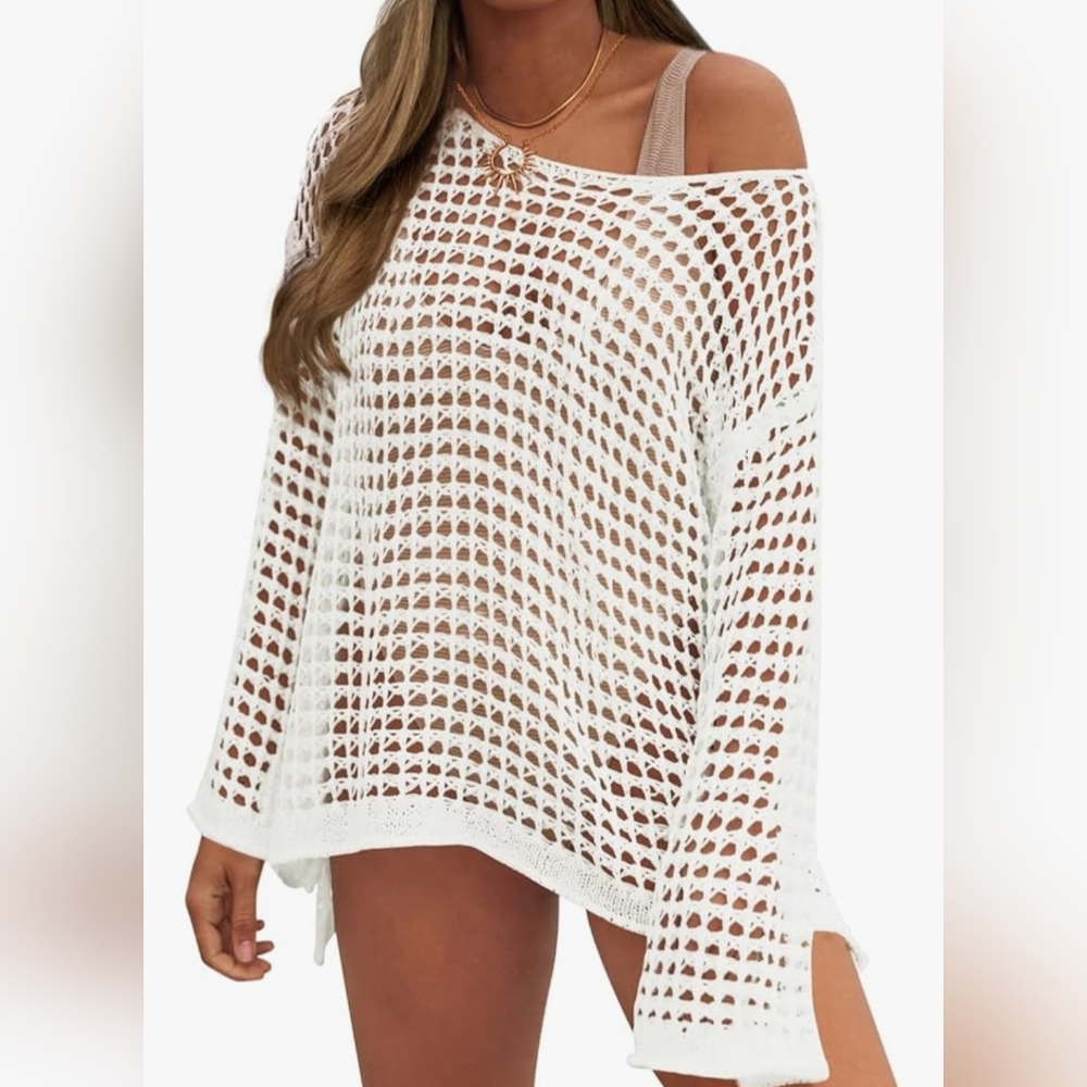White Crochet Swimwear Cover-Up